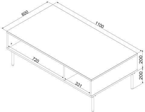 Stolik/ława PALAZZO BIS 110x60x40 czarny mat
