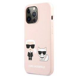 Karl Lagerfeld Liquid Slilicone Karl & Choupette - Etui iPhone 13 Pro (różowy)