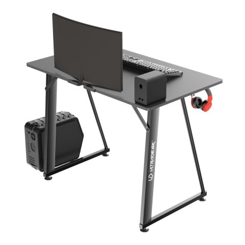 ULTRADESK Biurko dla gracza ENTER V2, 100x60 cm, 75cm, z uchwytem na słuchawki, kompaktowy rozmiar