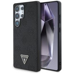 Etui Guess Grained Hot Stamp Peony Pattern Triangle Logo MagSafe do Samsung Galaxy S25 Ultra czarny