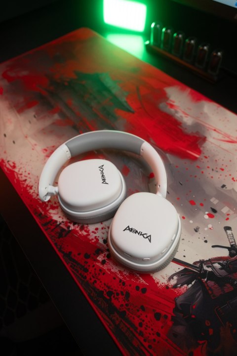 Marvo MONKA ECHO RS, słuchawki z mikrofonem, biała, podświetlona, Tri-mode