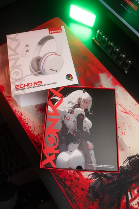 Marvo MONKA ECHO RS, słuchawki z mikrofonem, biała, podświetlona, Tri-mode