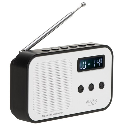 Adler | Digital radio PLL AM/FM | AD 1907 | Alarm function | White/Black