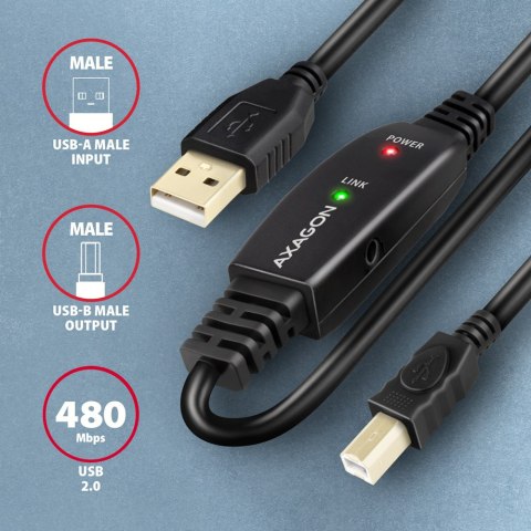 AXAGON USB repeater cable, 10 m | ADR-210B | USB Type A - USB Type B