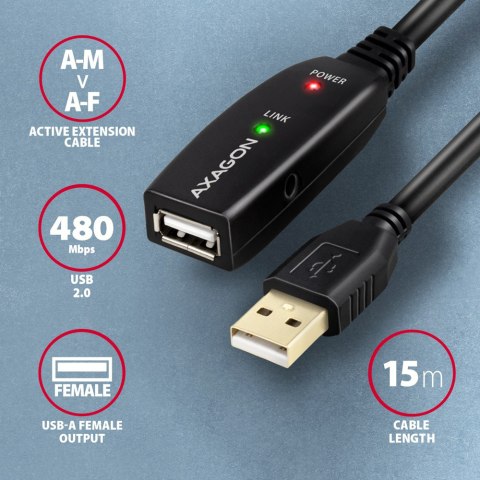 AXAGON USB repeater cable, 15 m | ADR-215 | USB Type A - USB Type A