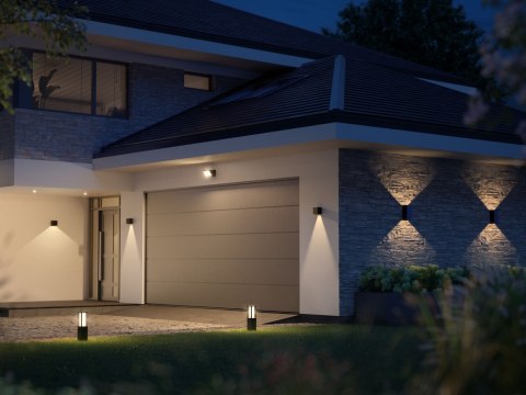 Philips Hue WCA Resonate Outdoor Downward Wall Lantern, Black | Philips Hue