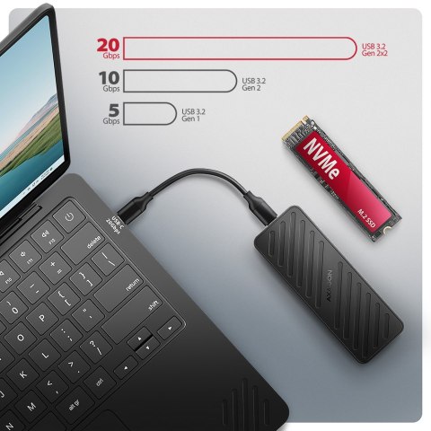 AXAGON USB-C 20Gbps - M.2 NVMe SSD ARMORED Box | EEM2-20G