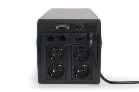 Digitus | Line-Interactive UPS | Line-Interactive UPS DN-170074, 1000VA, 600W, 2x akumulator 12V/7Ah, 4x gniazdo CEE 7/7, 2x RJ4