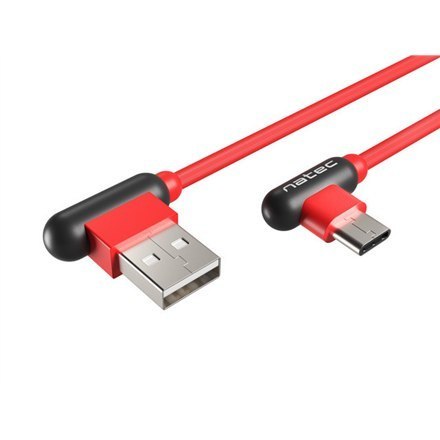 Natec | Kabel USB-C | Męski | 4-pinowy USB Typ A | Męski | Czarny | Czerwony | 24-pinowy USB-C | 1 m
