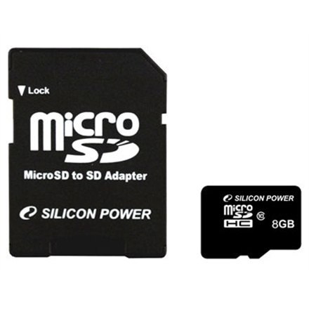 Silicon Power | 8 GB | MicroSDHC | Pamięć flash klasa 10 | Adapter SD