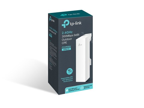 TP-LINK | 2.4GHz 300Mbps 9dBi Outdoor CPE | CPE210 | 802.11n | 300 Mbit/s | 10/100 Mbit/s | Ethernet LAN (RJ-45) porty 1 | Mesh 