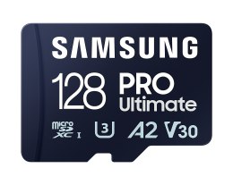 Samsung | Karta microSD | PRO Ultimate | 128 GB | Karta pamięci microSDXC | Pamięć flash klasy U3, V30, A2 | Adapter SD