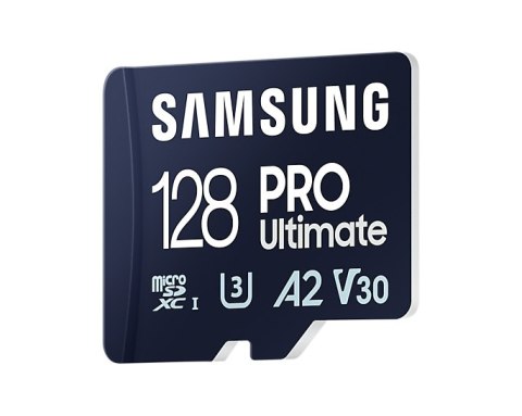 Samsung | Karta microSD | PRO Ultimate | 128 GB | Karta pamięci microSDXC | Pamięć flash klasy U3, V30, A2 | Adapter SD