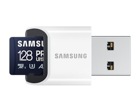 Samsung | Karta microSD z czytnikiem kart | PRO Ultimate | 128 GB | Karta pamięci microSDXC | Pamięć flash klasy U3, V30, A2