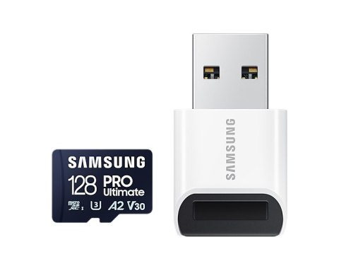 Samsung | Karta microSD z czytnikiem kart | PRO Ultimate | 128 GB | Karta pamięci microSDXC | Pamięć flash klasy U3, V30, A2