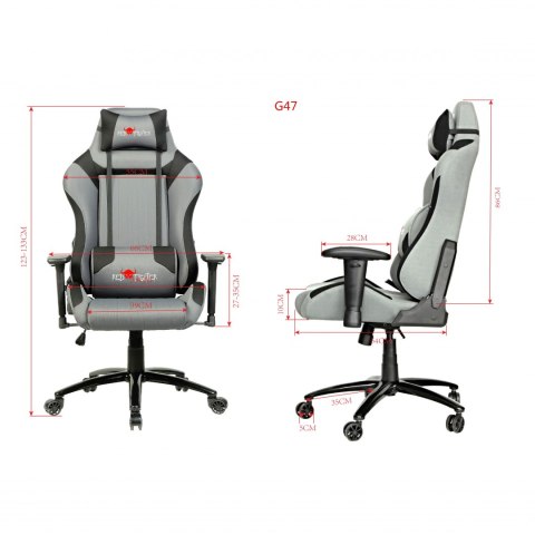Dla gracza fotel Red Fighter C3, szary, odczepiany zagłówek