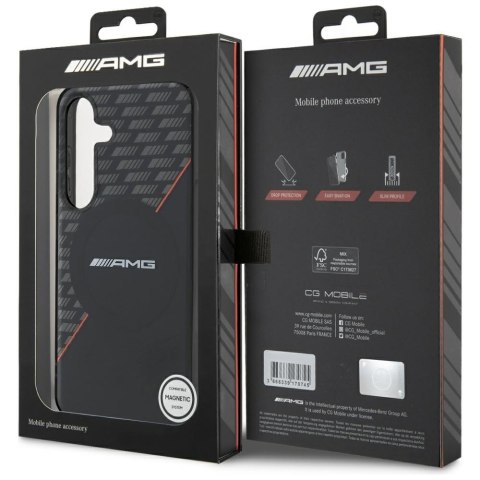 Etui AMG Double Layer Rhombs MagSafe do Samsung Galaxy S25+ czarno-czerwony