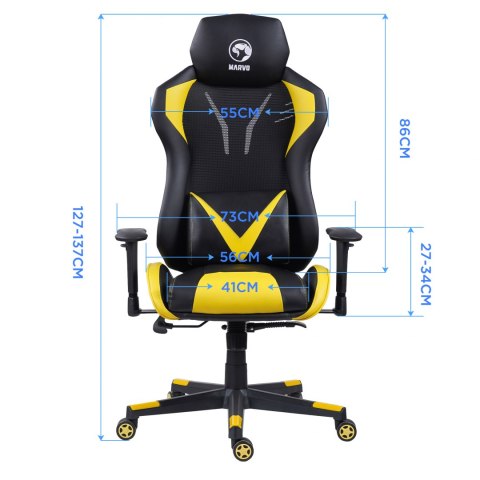 Dla gracza fotel Marvo CH-133, czarne, zagłówek i poduszka lędźwiowa