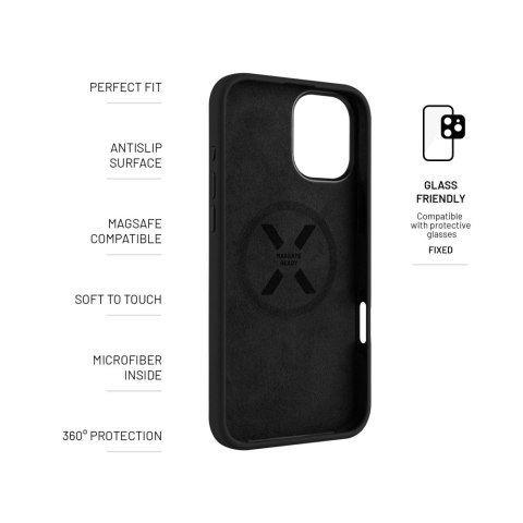 Fixed | MagFlow | Back Cover | Apple | iPhone 16 Plus | Silikon | Czarny
