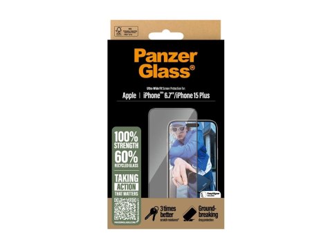 PanzerGlass Screen Protector iPhone 16 Plus / iPhone 15 Plus | Ultra-Wide Fit