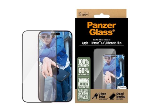 PanzerGlass Screen Protector iPhone 16 Plus / iPhone 15 Plus | Ultra-Wide Fit