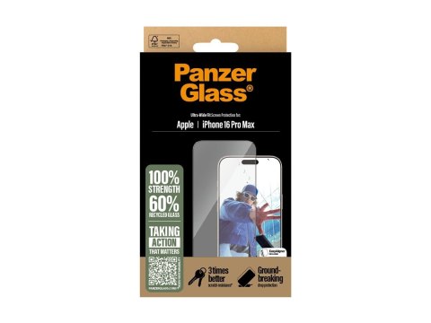 Ochraniacz ekranu PanzerGlass | Apple | iPhone 16 Pro Max | Szkło | Przezroczysty | Ultra-Wide Fit