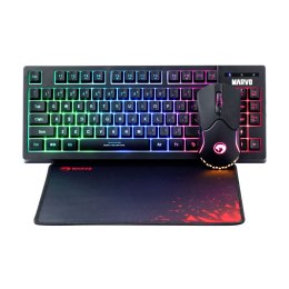 Marvo CM310 EN, RGB zestaw klawiatura + mysz i podkładka dla graczy, US, do gry, membranowa typ przewodowa (USB), czarna, podświ