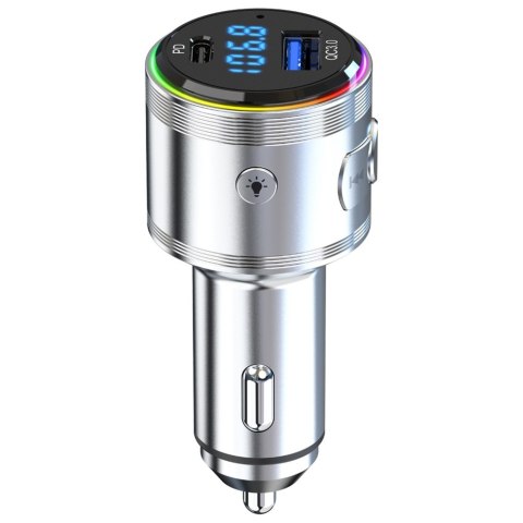 Ładowarka samochodowa 3MK Hyper Car Power Transmitter 48W QC PD PPS USB-C/USB-A z transmiterem audio srebrny