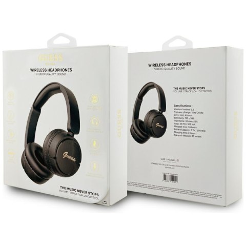 Słuchawki nauszne Guess Bluetooth 5.3 Metal Logo Script czarny