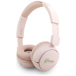 Słuchawki nauszne Guess Bluetooth 5.3 Metal Logo Script różowy