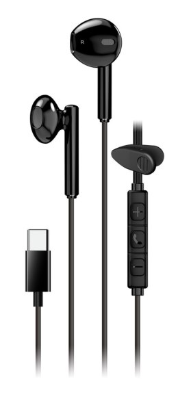 Genius HS-M366, słuchawki z mikrofonem, czarna, 360°obrotowy klips, USB Type-C