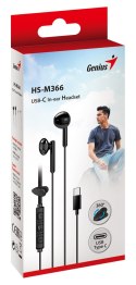Genius HS-M366, słuchawki z mikrofonem, czarna, 360°obrotowy klips, USB Type-C