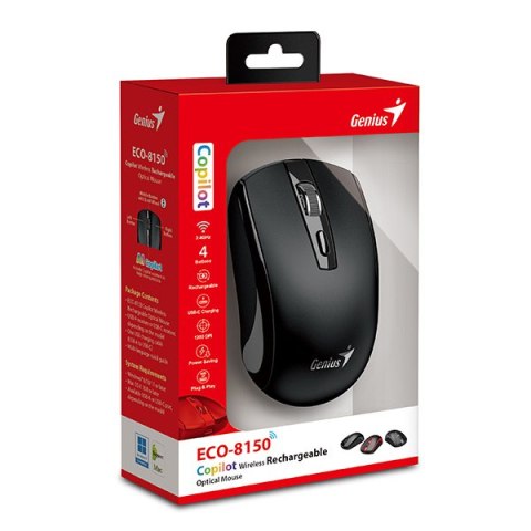 Mysz bezprzewodowa, Genius ECO-8150, czarna, optyczna, 1200DPI