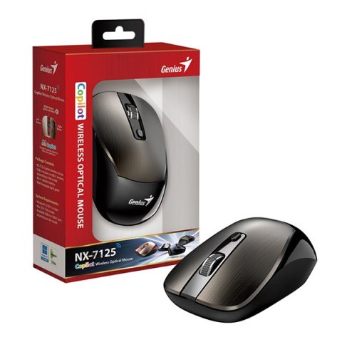Mysz bezprzewodowa, Genius NX-7125, czekoladowy, optyczna, 1200DPI