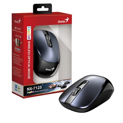 Mysz bezprzewodowa, Genius NX-7125, metaliczna szara, optyczna, 1200DPI