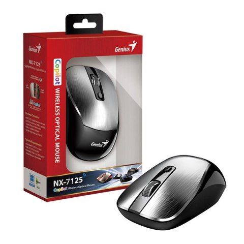 Mysz bezprzewodowa, Genius NX-7125, srebrna, optyczna, 1200DPI