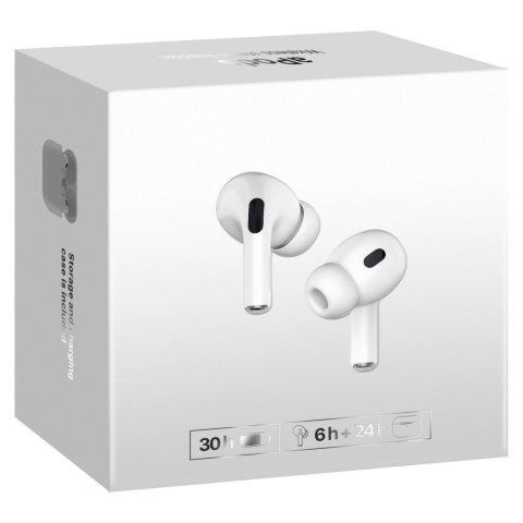 Defender APODS, słuchawki z mikrofonem, bezprzewodowa, biała, douszne, BT 5.4, TWS, etui ładujące typ bluetooth