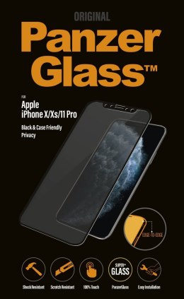 PanzerGlass | Ochraniacz ekranu - szkło - z filtrem prywatności | Apple iPhone 11 Pro, X, XS | Szkło hartowane | Czarny | Przezr