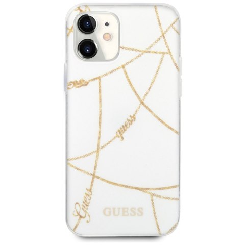 Guess GUHCP12SPCUCHWH iPhone 12 mini 5,4" biały/white hardcase Gold Chain Collection