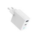 GEMBIRD 2-PORTOWA SZYBKA ŁADOWARKA SIECIOWA GAN (PD) USB (A+C), 65W, BIAŁA