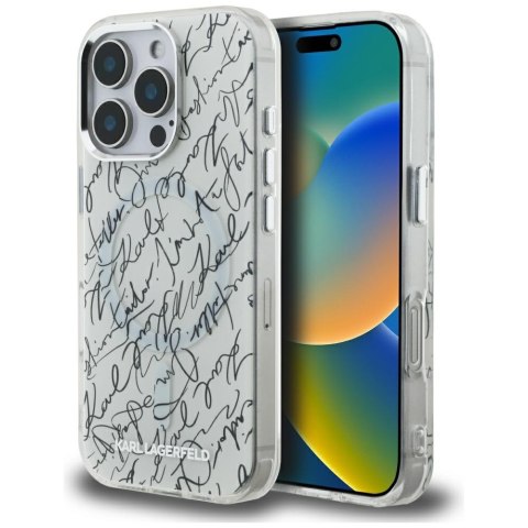 Etui Karl Lagerfeld IML Karl Script Pattern MagSafe do iPhone 16 Pro biały