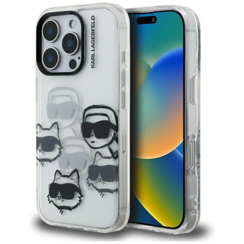 Etui Karl Lagerfeld IML Multi K&C Head Pattern do iPhone 16 Pro przezroczysty