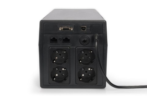 Digitus | Line-Interactive UPS | Line-Interactive UPS DN-170074, 1000VA, 600W, 2x akumulator 12V/7Ah, 4x gniazdo CEE 7/7, 2x RJ4