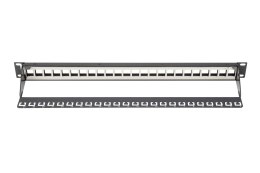 Digitus | Modułowy panel krosowy | DN-91411 | Czarny | Układ Wejście Keystone: Proste; Obszar zastosowań: Szafa 483 mm (19