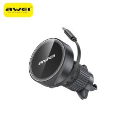 Uchwyt samochodowy AWEI Magsafe X73 do kratki wentylacyjnej z wyciąganym kablem czarny/black