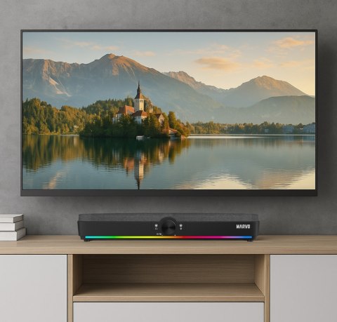 Marvo Soundbar SG-286, 2.0, 10W, czarny, regulacja głośności, podświetlenie RGB, USB/Bluetooth