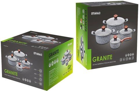 PROMIS Komplet Garnków Granitowych 8 el. Indukcja/Gaz
