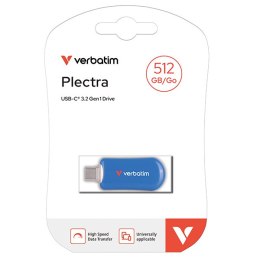 Verbatim USB flash disk, USB C, 512GB, Plectra, niebieski, 30235, USB C