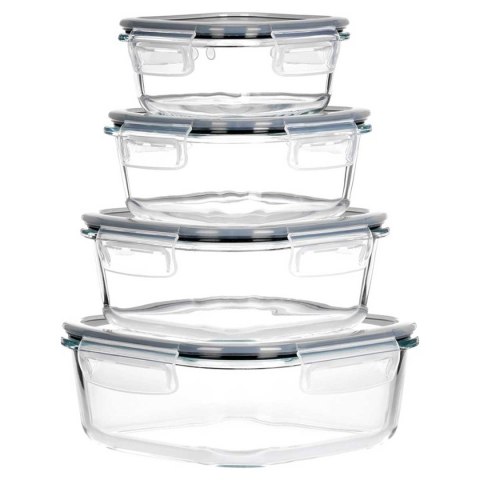 ZESTAW 4 SZKLANYCH POJEMNIKÓW NA ŻYWNOŚĆ Z POKRYWAMI I USZCZELKAMI 229236