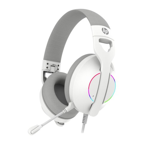 HP DHE-8003U, słuchawki z mikrofonem, przewodowa, biała, 7.1 surround (virtual), podświetlona, USB